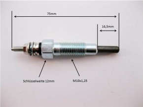 Glühkerze M10x1,25 12 Volt Glühstift 25mm