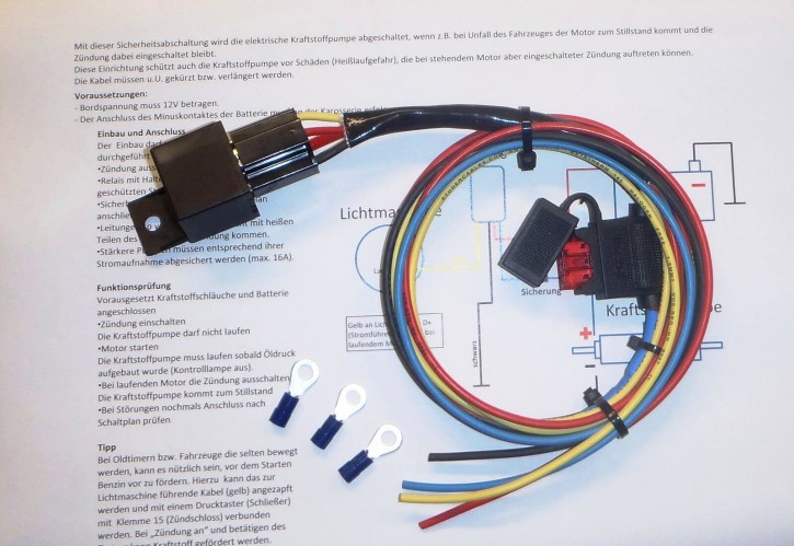 Sicherheitsabschaltung / Notabschaltung elektrische Kraftstoffpumpe 12 Volt +